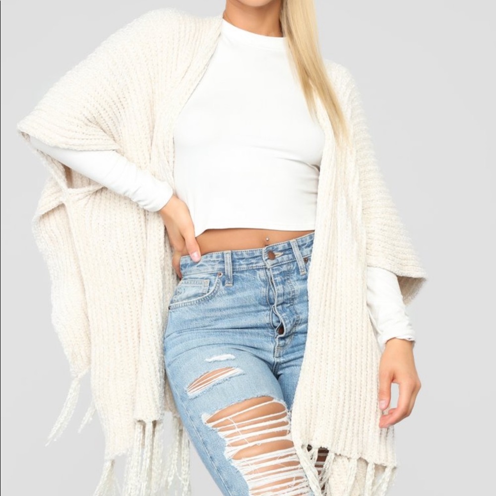 Fashion Nova Chenille O' Neil Shawl-Ivory